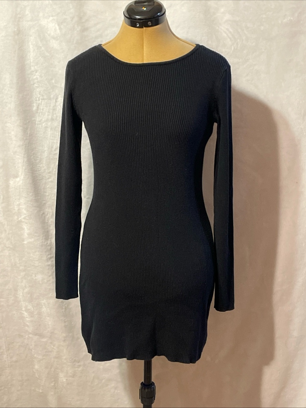 Alyx Black Ribbed Long-Sleeve sweater Bodycon Dress